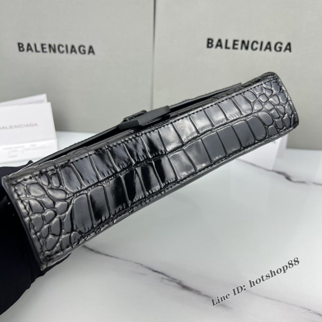 Balenciaga專櫃爆款鱷魚紋牛皮女包鏈條包 巴黎世家經典沙漏鏈條斜挎包 fyj1043